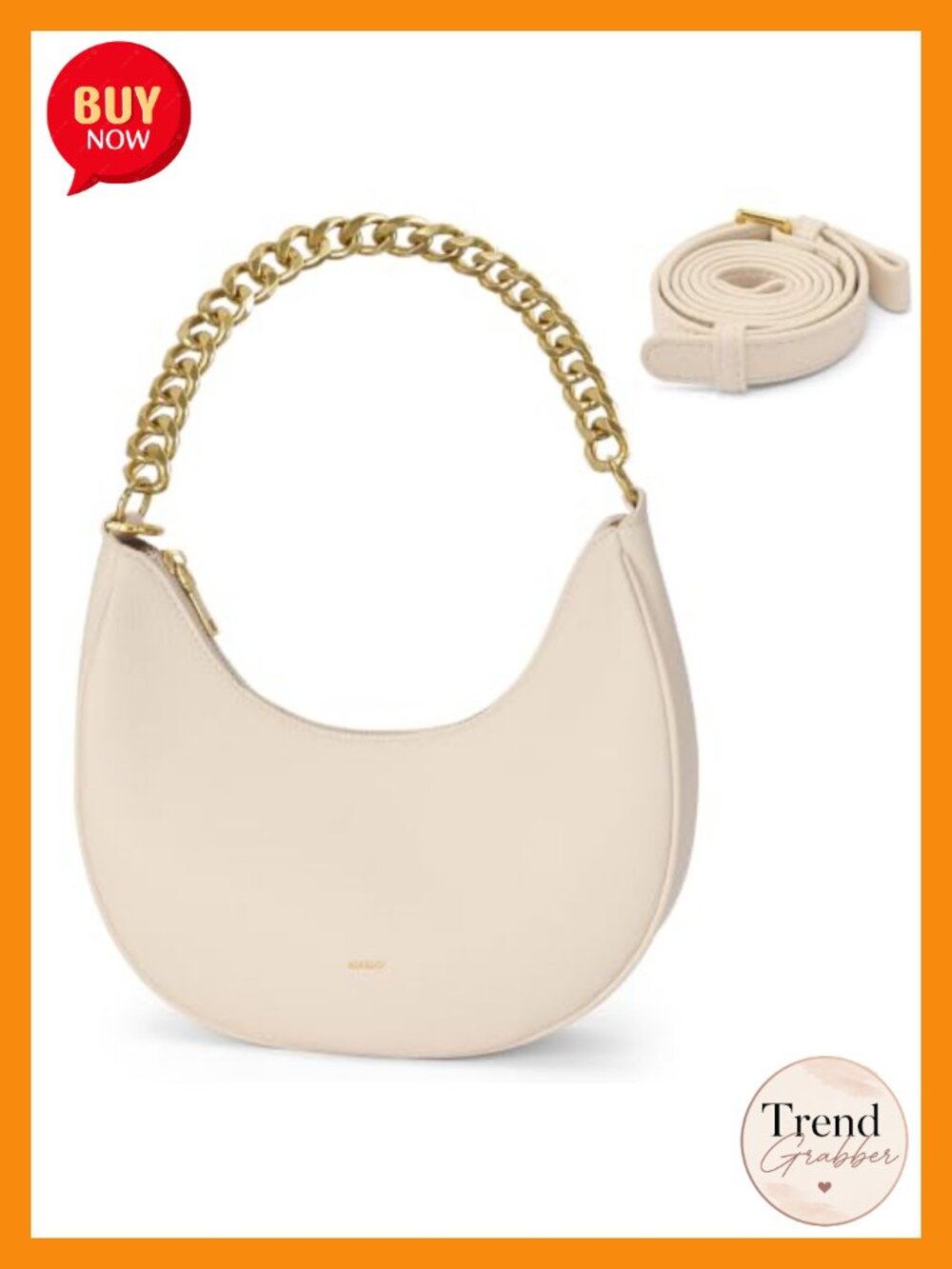 Crescent Shoulder Bag Vegan Leather Chain Strap Crossbody Purse